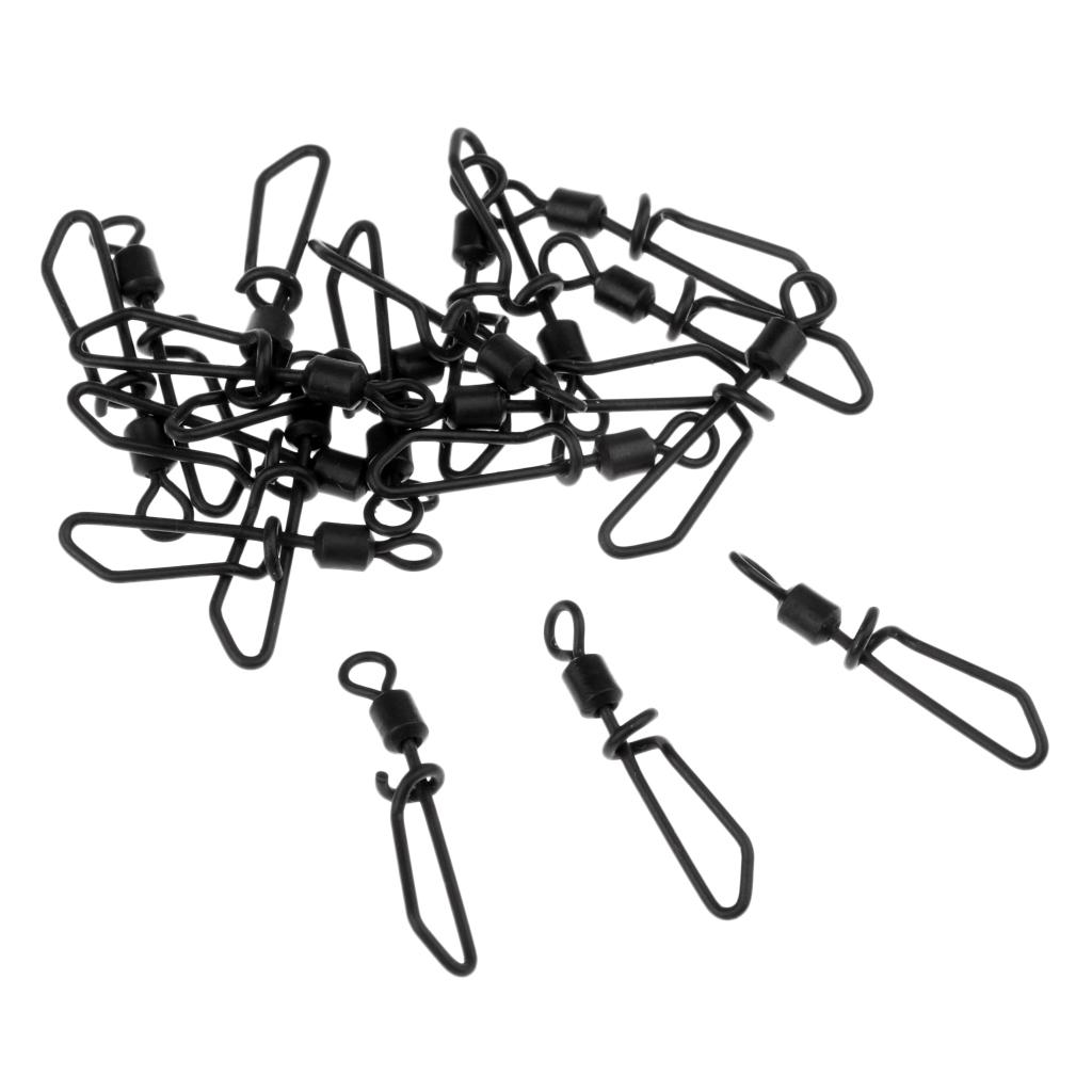 20pcs Q-Shaped Matt Black Carp Quick Change Swivel Fishing Terminal Tackle
