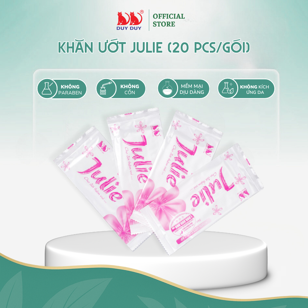 Combo Khăn lạnh dùng một lần Julie vải lưới 20 cái (18x20cm) hương hoa hồng không hóa chất dùng một lần tiện lợi