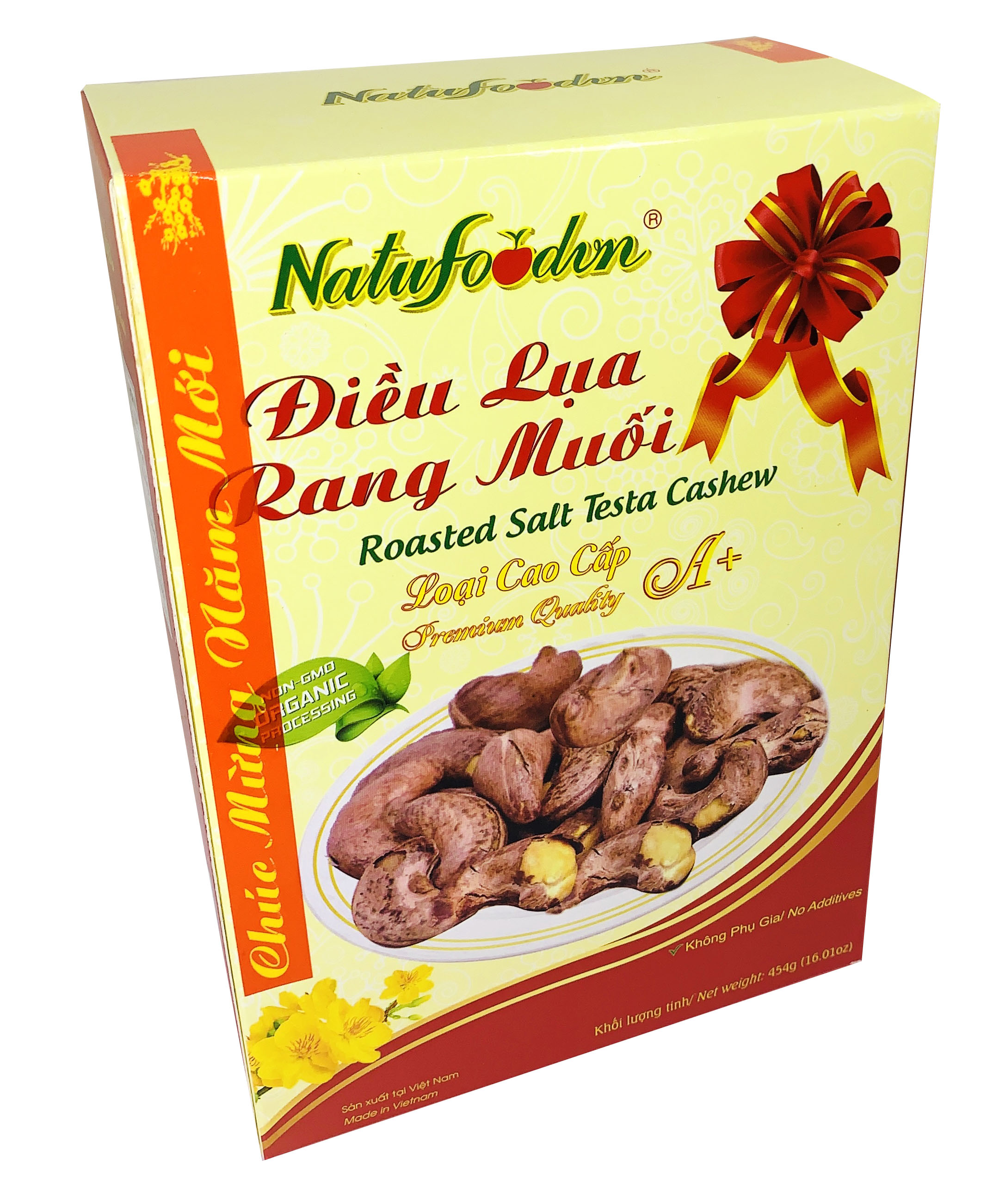 Điều lụa rang muối cao cấp A+454 - Hộp quà tết - Natufoodvn