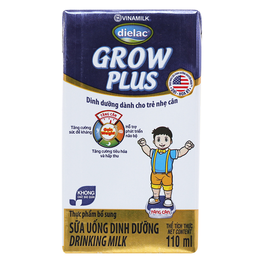 Thùng 48 Hộp Sữa Bột Pha Sẵn Vinamilk Dielac Grow Plus - Xanh 110ml