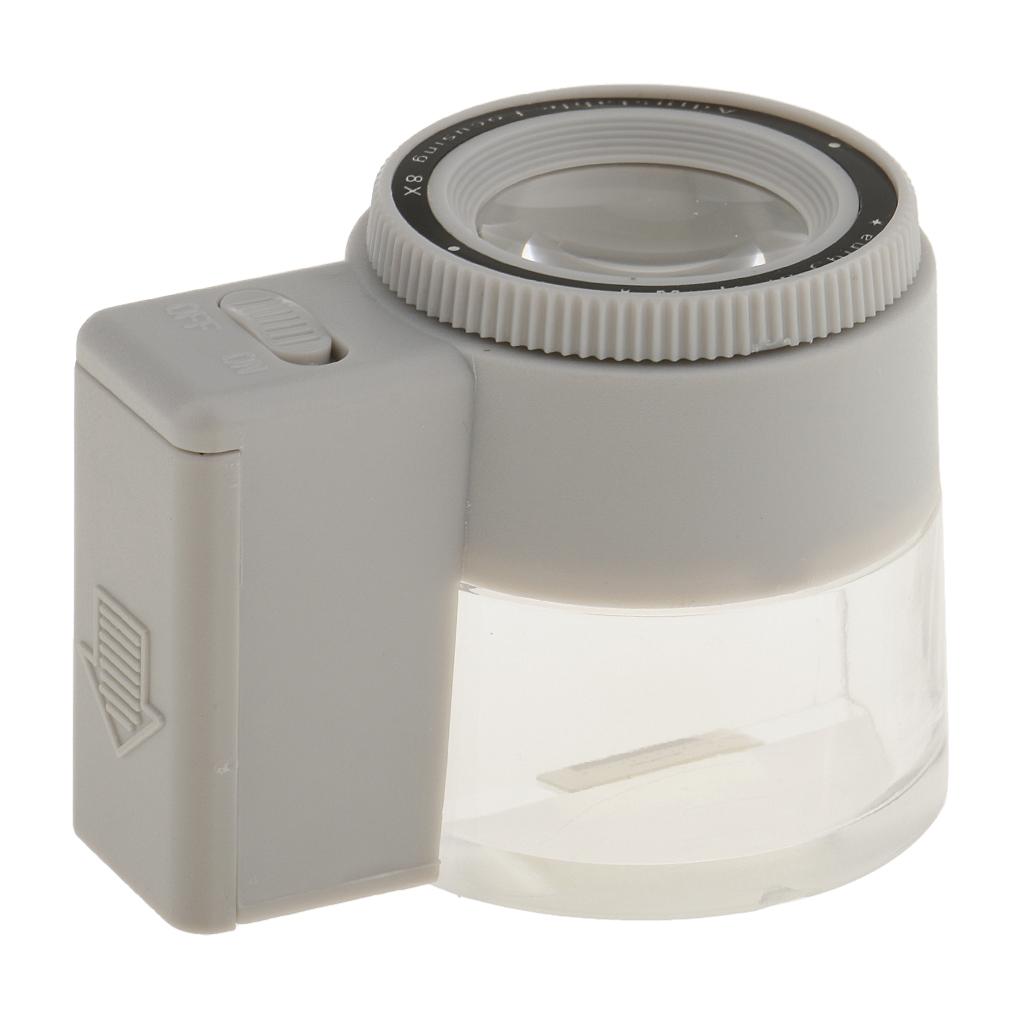 8X Magnification Magnifier Loupe Lens Magnifying Glass with LED Light Scale