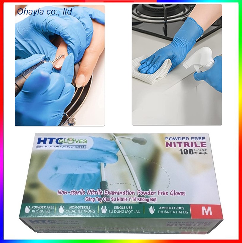 Găng tay y tế HTC cao su Nitrile 100 cai/hộp