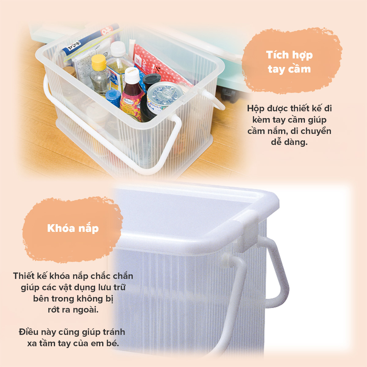 TENMA Thùng Nhựa Đựng Đồ Đa Năng JAPAN QUALITY, Có Quai Xách, Dung Tích 16L 30L, Nắp Có Khóa Gài