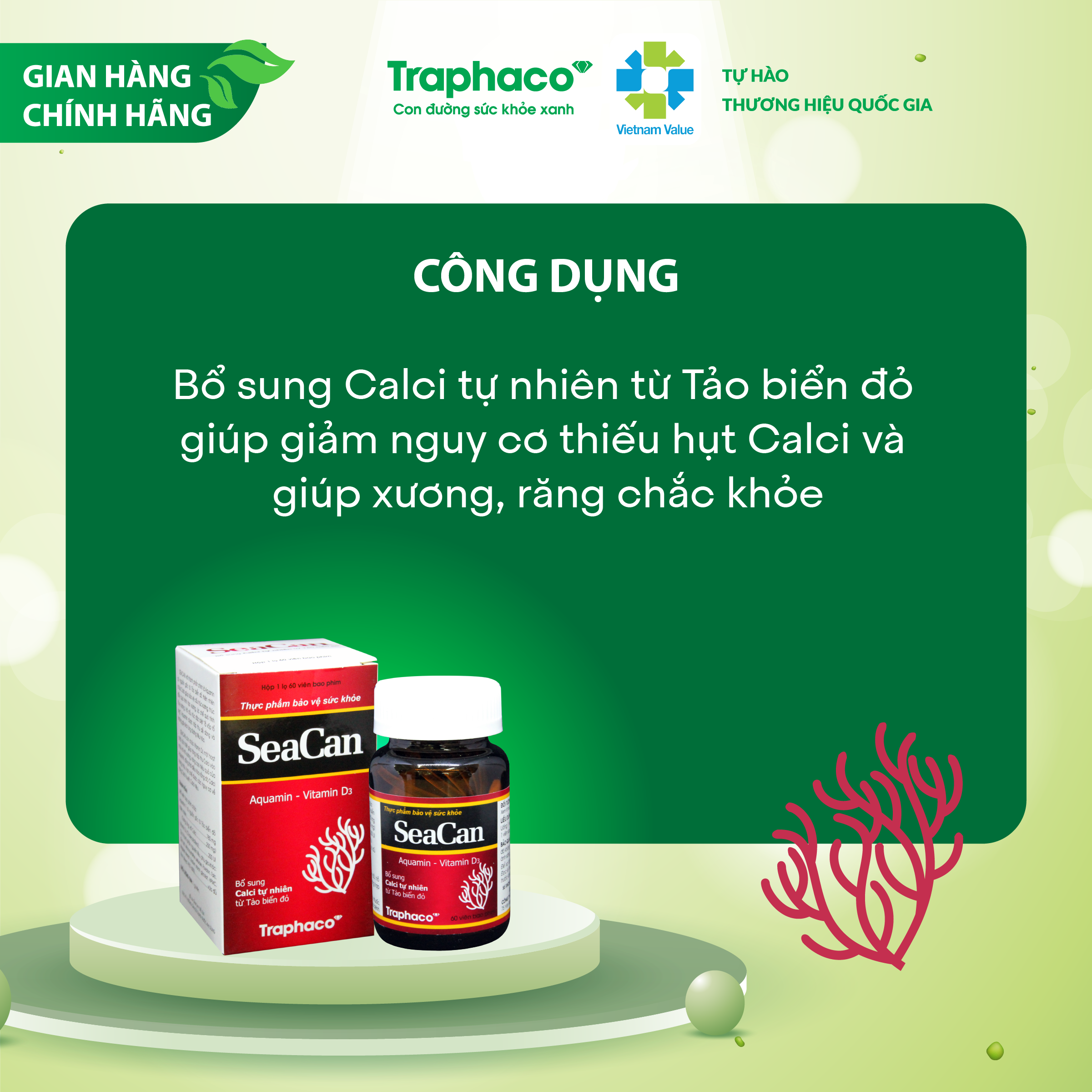 SEACAN - BỔ SUNG CALCI TỰ NHIÊN TỪ TẢO BIỂN ĐỎ