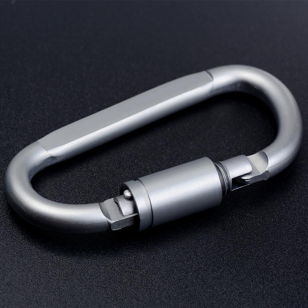 3pcs Tin Alloy D Type Carabiner Keychain Buckle Screw Locking Hook Outdoors