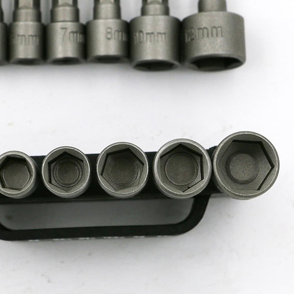 9/14pcs Strong Power Nut Driver Hex Socket Screwdrivers Set 5-13mm Screw Driver Air Nuts Spanner 1/4" Shank DIY Household Woodworking Tools