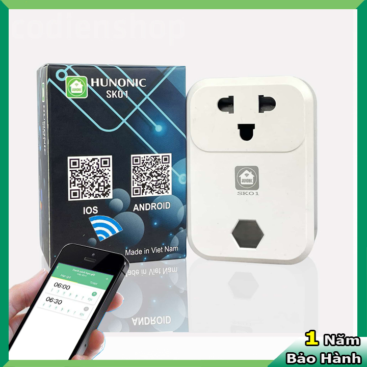 Ổ Cắm bằng điện thoại Hunonic SK01 Công suất lớn 4000W + HẸN GIỜ THÔNG MINH | Công nghệ 4.0