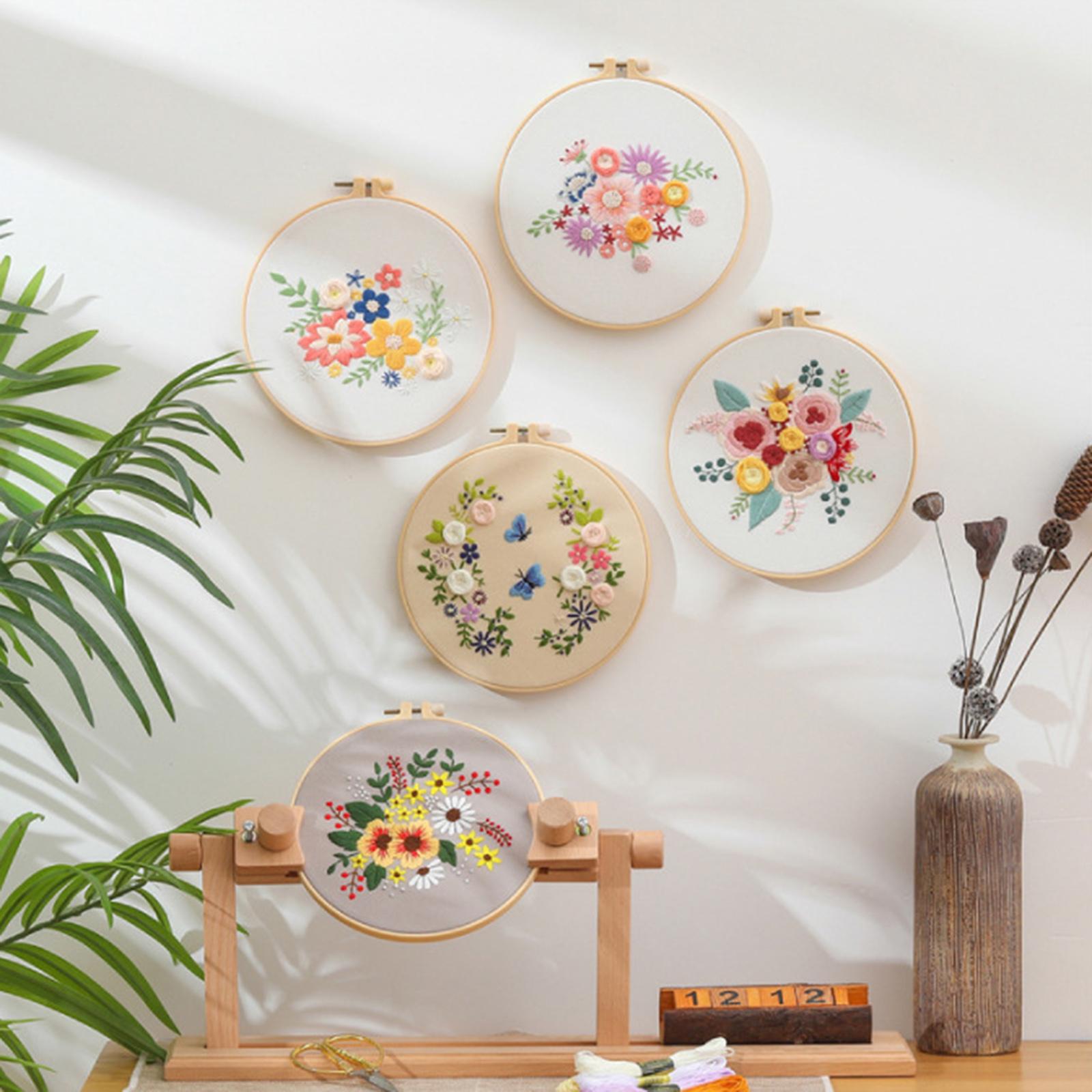 Embroidery Starter Kit Embroidery Hoop DIY Cross Stitch Sewing Kit for Adult