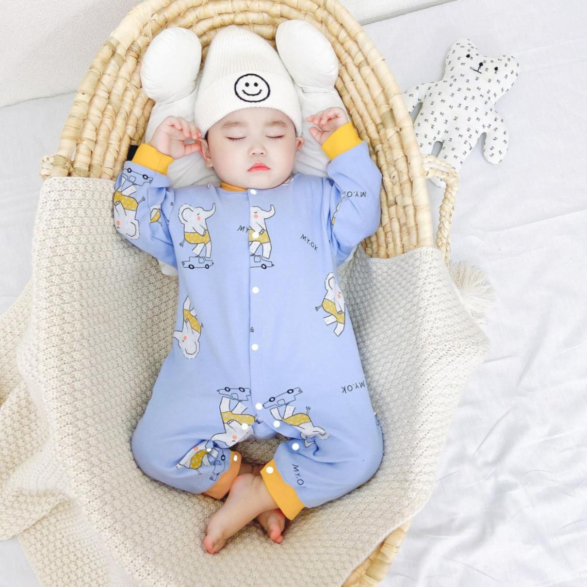 Body dài tay cho bé trai bé gái chất Cotton mềm mịn, bodysuit cho bé nhiều hình ngỗ nghĩnh mẫu quần áo sơ sinh từ 0-12M