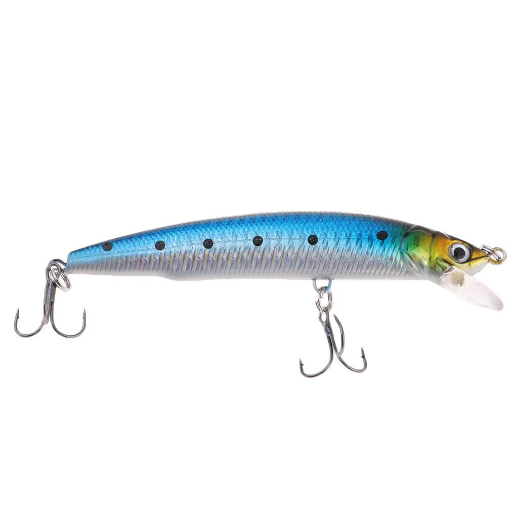 Premium Minnow Fishing Bait Hard Artificial Lure Crankbait Rigs with 2 Sharpe Anti-rust Treble Hooks