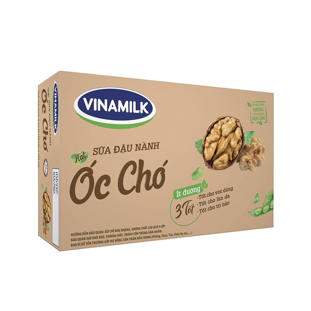 COMBO 6 LỐC SỮA ĐẬU NÀNH VINAMILK HẠT ÓC CHÓ - LỐC 4 HỘP X 180ML