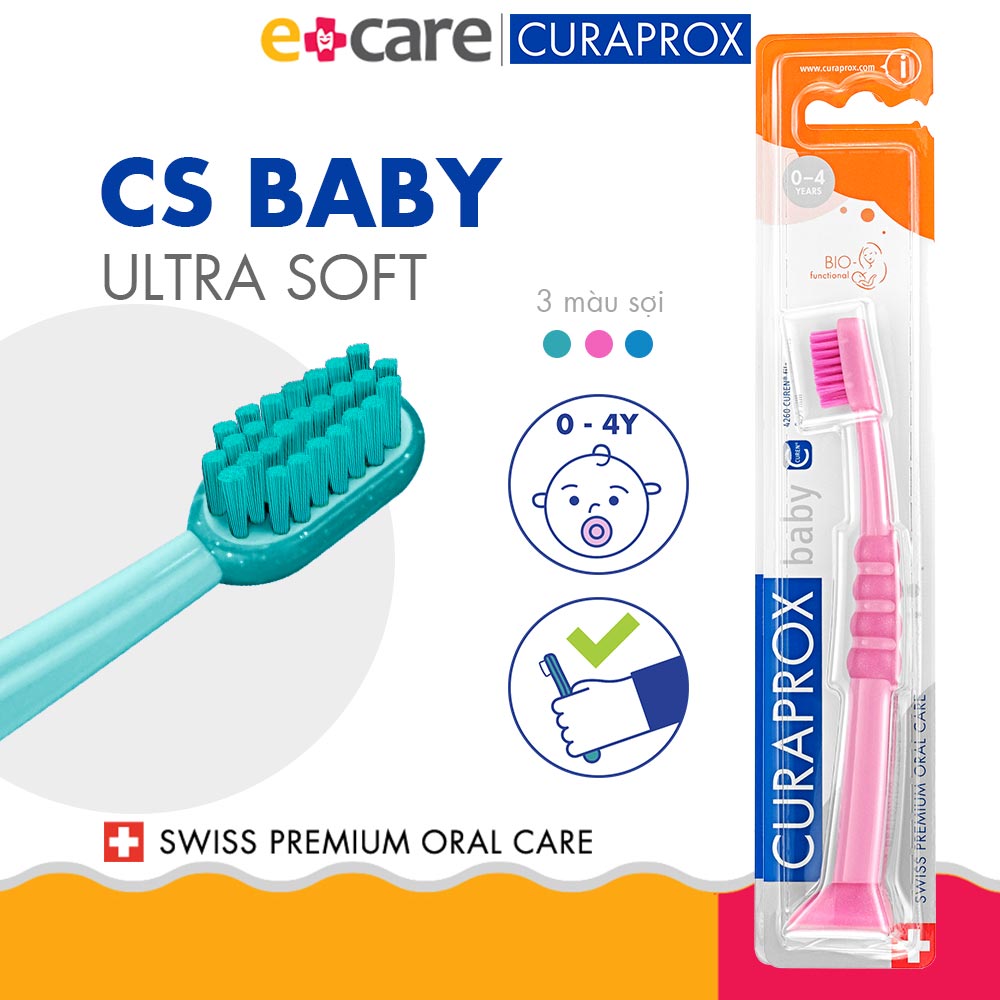 Bàn chải răng siêu mềm cho trẻ em 0-4 tuổi CURAPROX Curakid Ultra Soft – Hồng