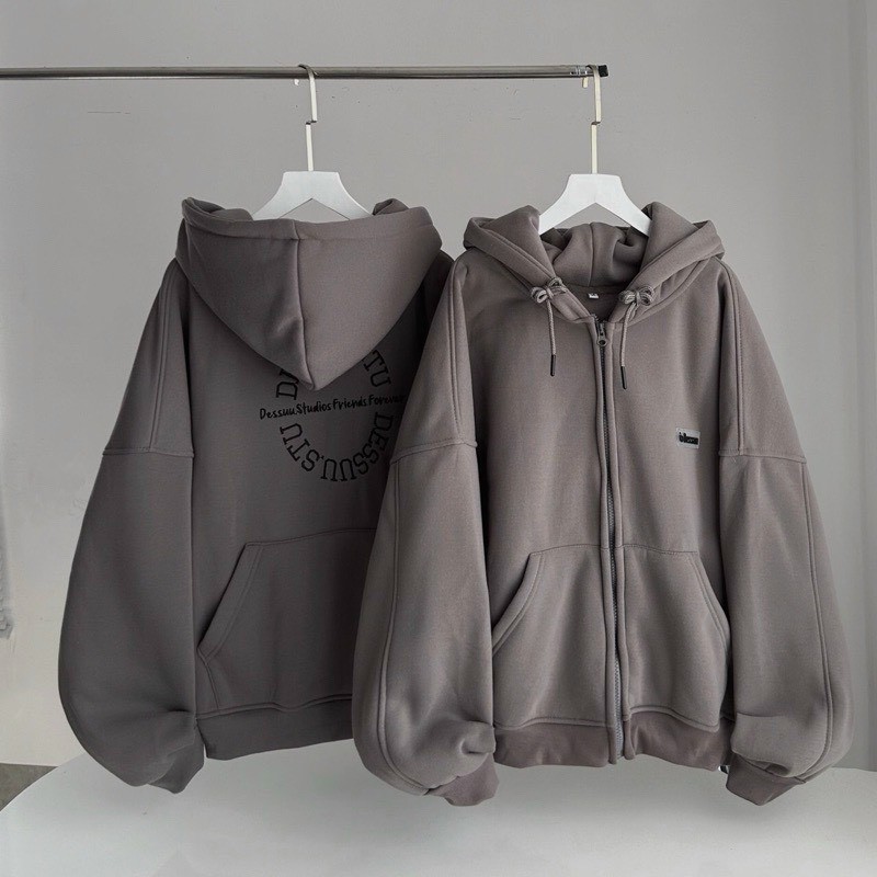 Áo Khoác Hoodie Form Boxy Dessuu Túi Ngược Nhiều Màu Nam Nữ Tay Phồng, Áo Khoác cặp đôi chống nắng Nỉ Bông Dài Tay Phối Nón Form Rộng Dài Tay Unisex Hàn Quốc Nhiều Màu