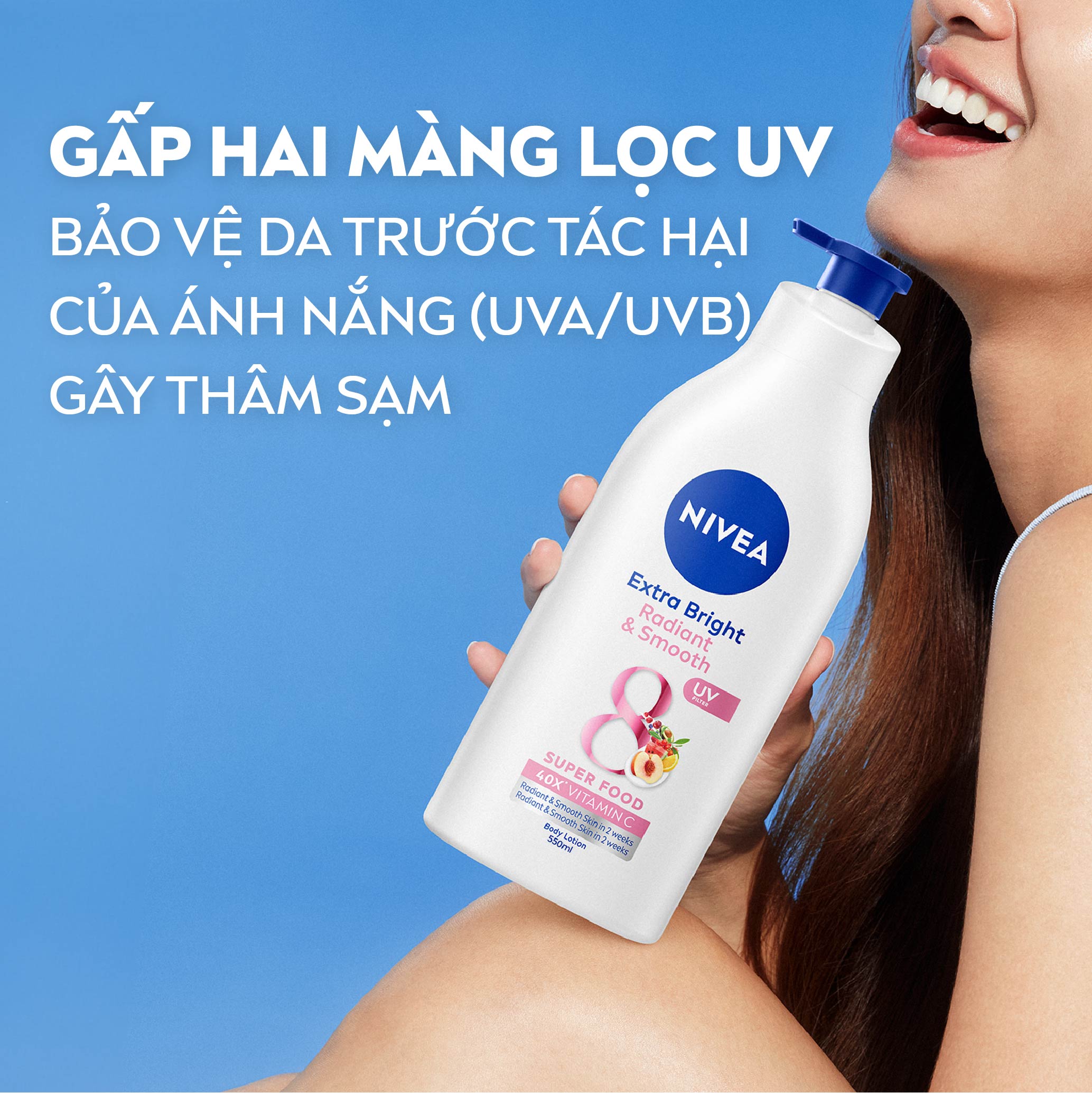 (B2B) Sữa Dưỡng Thể NIVEA 8 Super Foods Dưỡng Sáng Da | Mịn Da (550 ml) - 98924