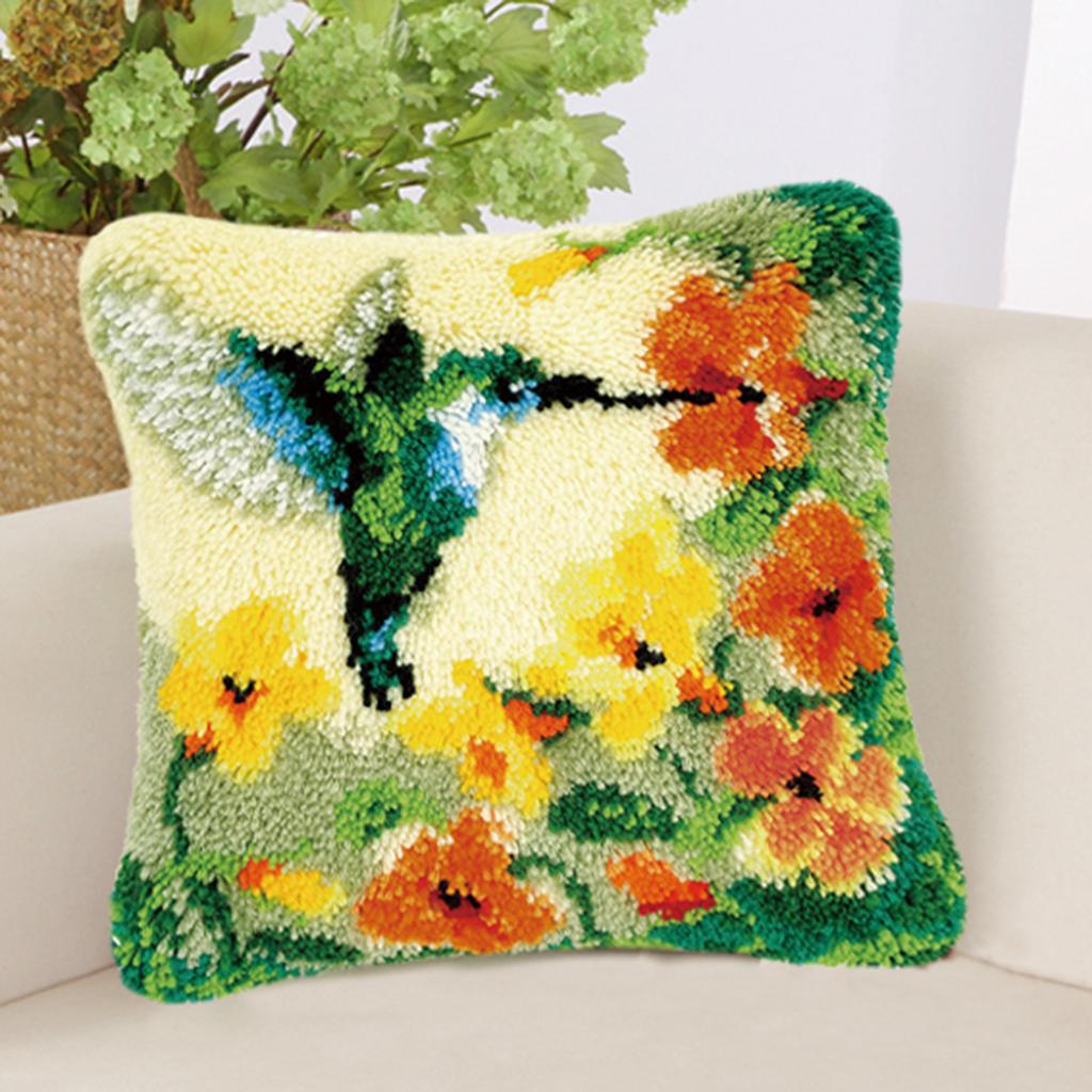 Animal / Flower Latch Hook Rug Kits with Pattern Printed Pillow Case Making Package for Kids Beginners