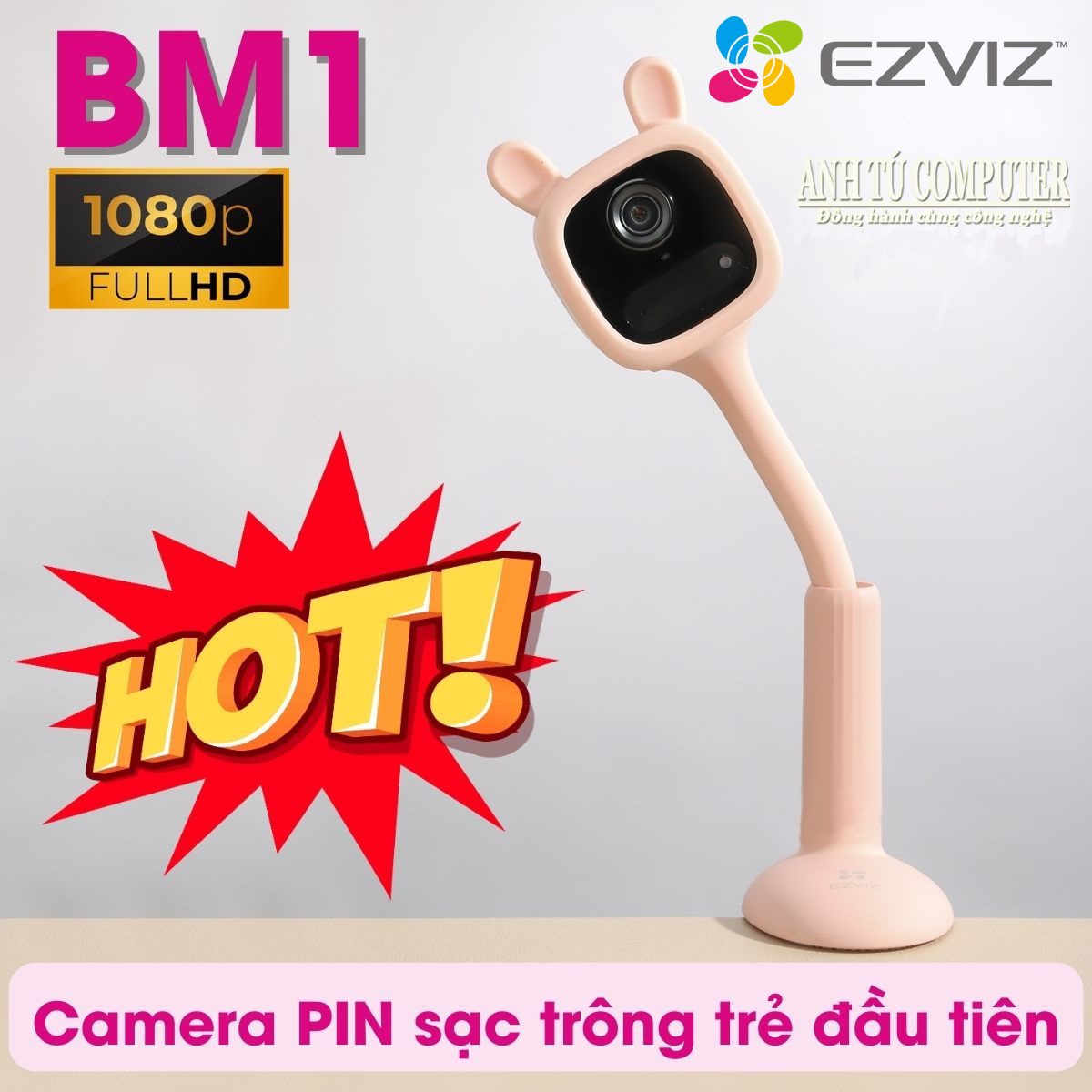 Camera trông trẻ thông minh tích hợp pin EZVIZ BM1 hàng chính hãng