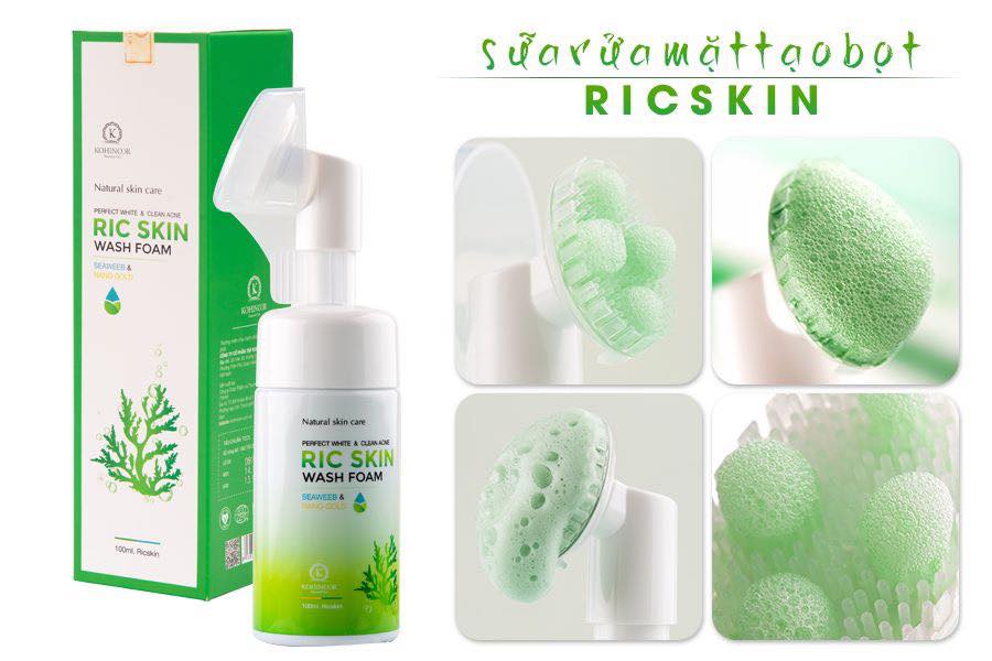 Sữa rửa mặt Ric Skin Wash Foam tinh chất Tảo Biển và Nano Vàng 24K