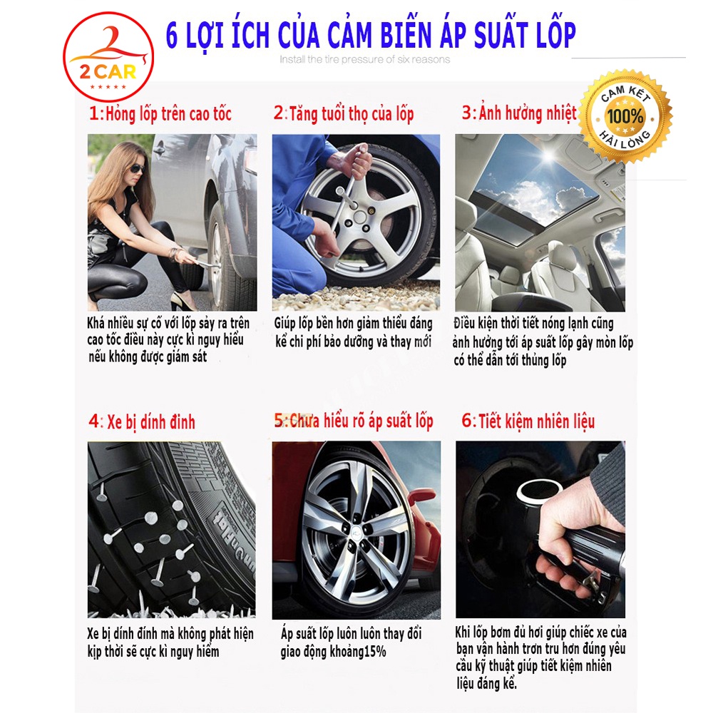 Cảm biến áp suất lốp ô tô xe hơi TPMS Cao Cấp Van Ngoài, CHÍNH HÃNG Bảo Hành 12 tháng