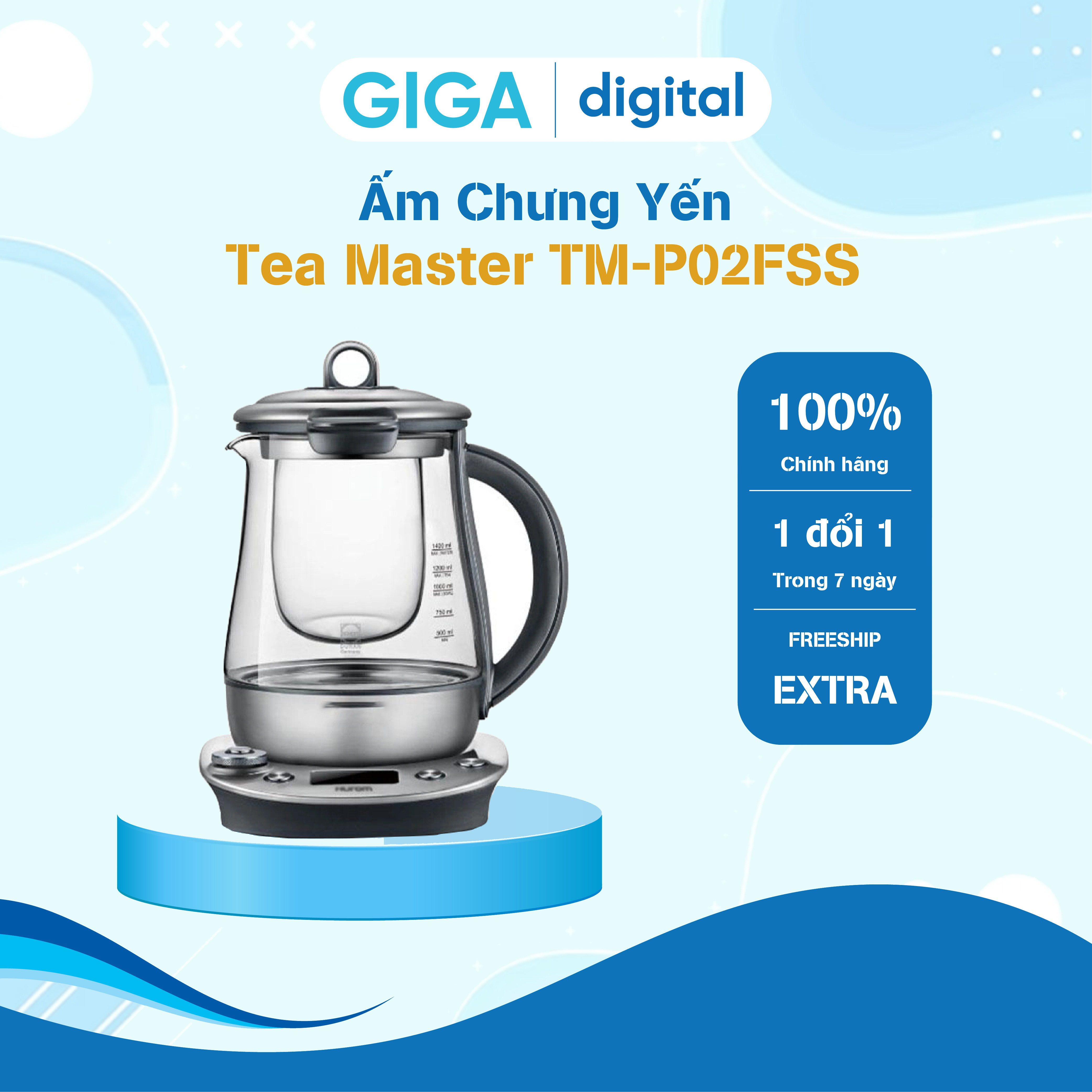 Ấm Chưng Yến và Pha Trà Hr Tea Master TM-P02FSS