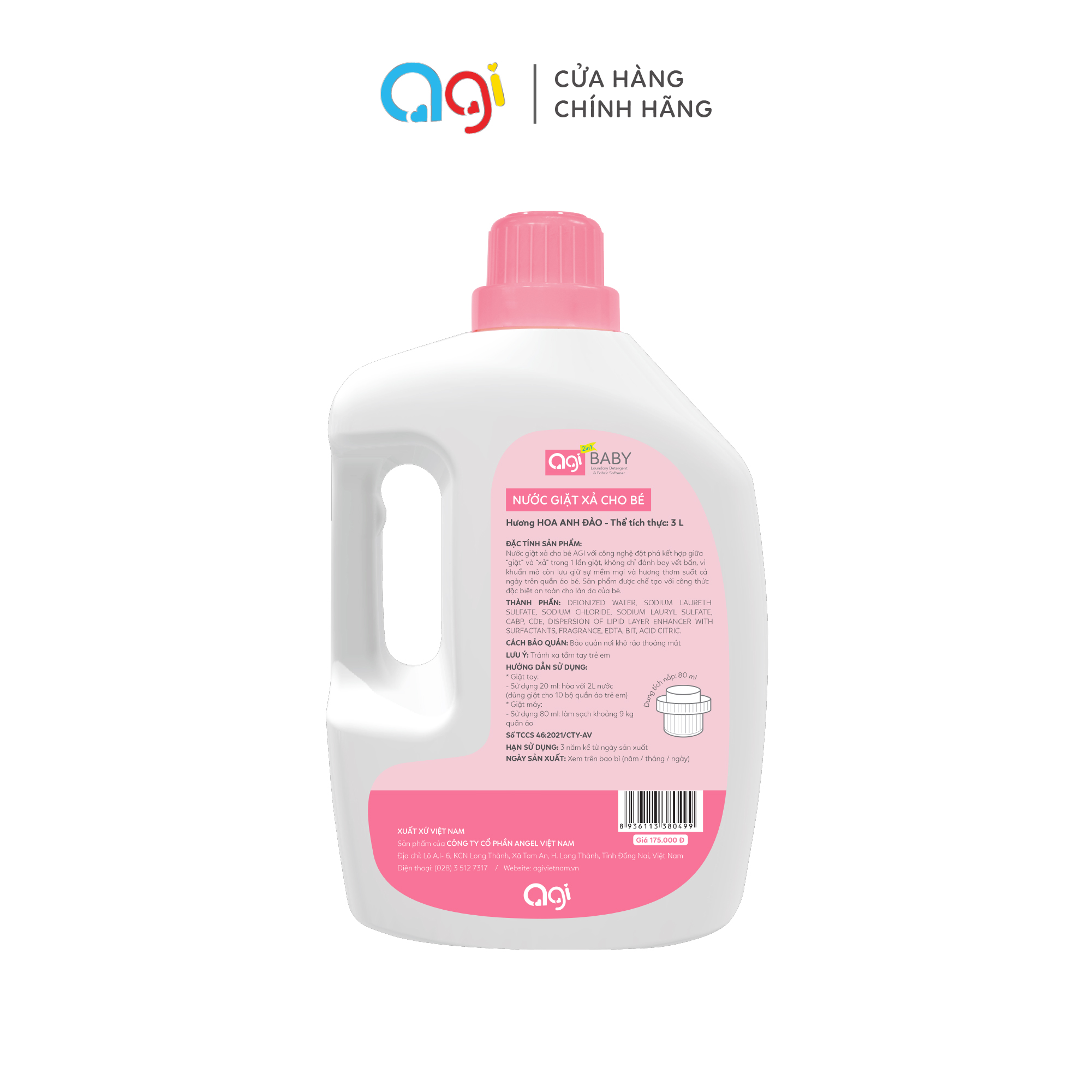 Nước giặt xả cho bé Agi 2 in 1 3000ml