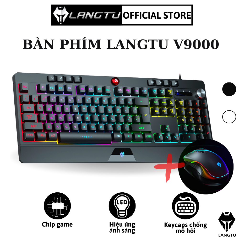 Bàn Phím Giả Cơ Gaming Kèm Chuột V9000 LANGTU Có Dây Đèn Led Hàng Chính Hãng