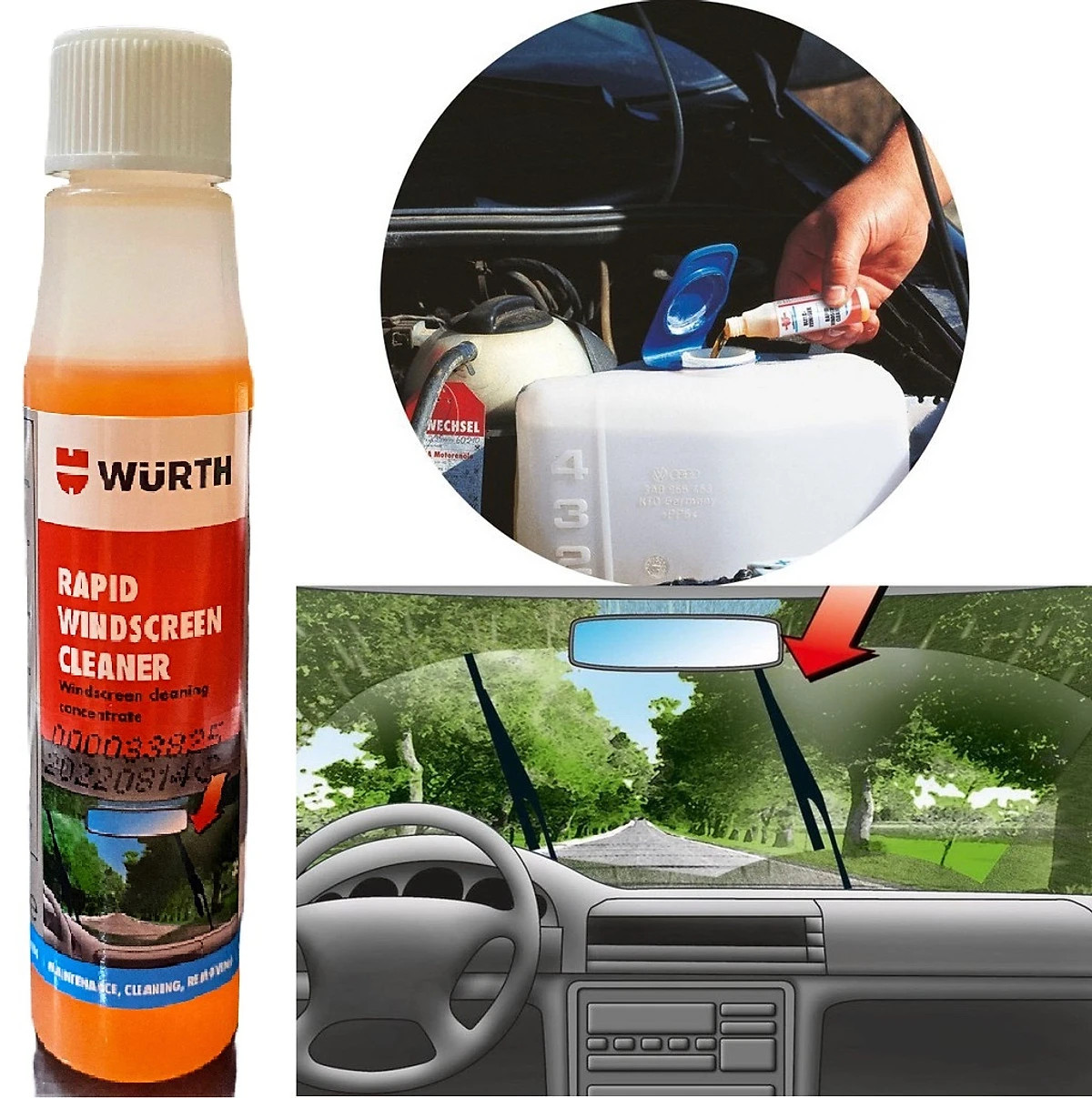 Chất Rửa Nhanh Kính Lái Tiện Dụng WURTH Rapid Windscreen Cleaner 32ml 0892333 | TriTin