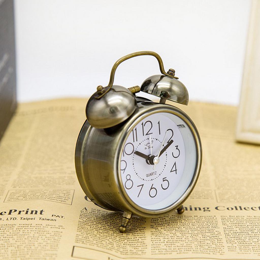 2x Twin Bell Alarm Clock Backlight Loud Alarm Clock Digital Silent Sweep