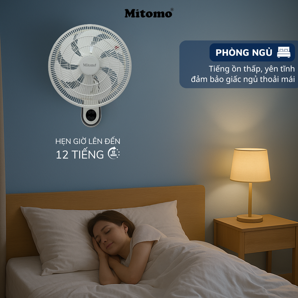 Quạt treo tường FTT-60AEC-D39W có remote, công suất 60W, hẹn giờ thông minh lên đến 12 tiếng - hàng chính hãng Bảo hành 2 năm