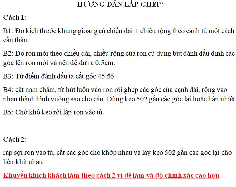 Ron tủ lạnh kiểu bắt vít 1.8 mét - Gioăng sẵn nam châm Zoăng 1m8