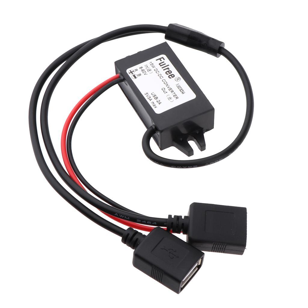 DC-DC Voltage Converter 8-60V to 5V 3A /15W with Dual USB-A