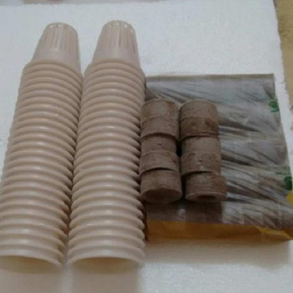 50 viên nén Phước Lộc-Tiền Giang và 50  rọ nhựa thủy canh 6.5x6.5cm