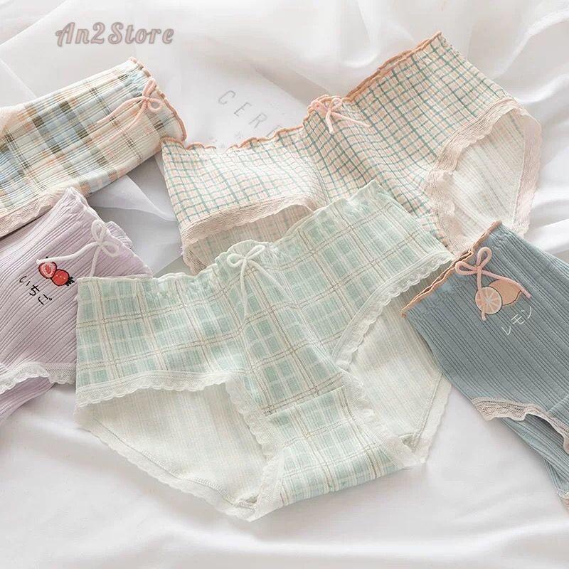 Quần Lót Nữ Cotton Quần lót nữ siêu thoáng hoạ tiết kẻ caro đơn giản siêu xinh QL04