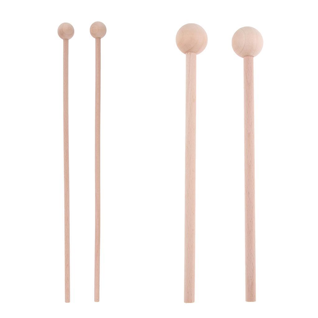 2 Pair Wooden Burr-free Mallets Percussion Musical Instruments Chime Bell