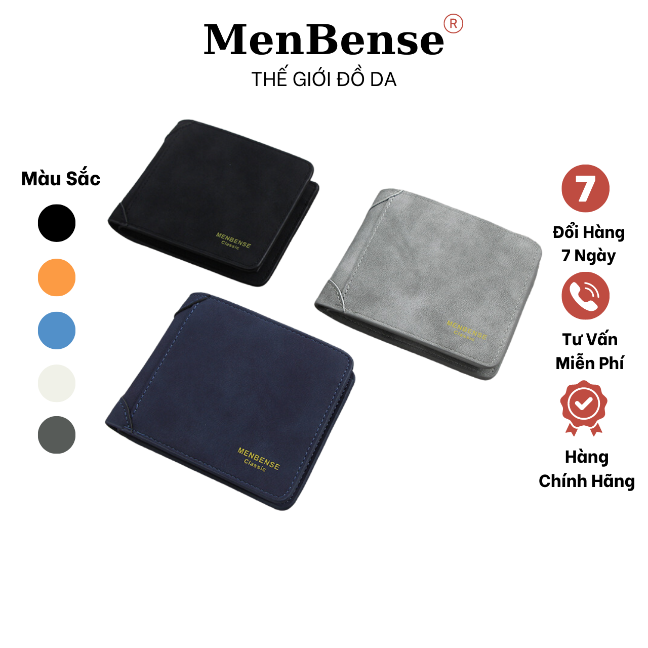 Ví nam da lộn cao cấp MENBENSE Classic,Bóp nam dáng ngang nhỏ gọn thời trang MB01