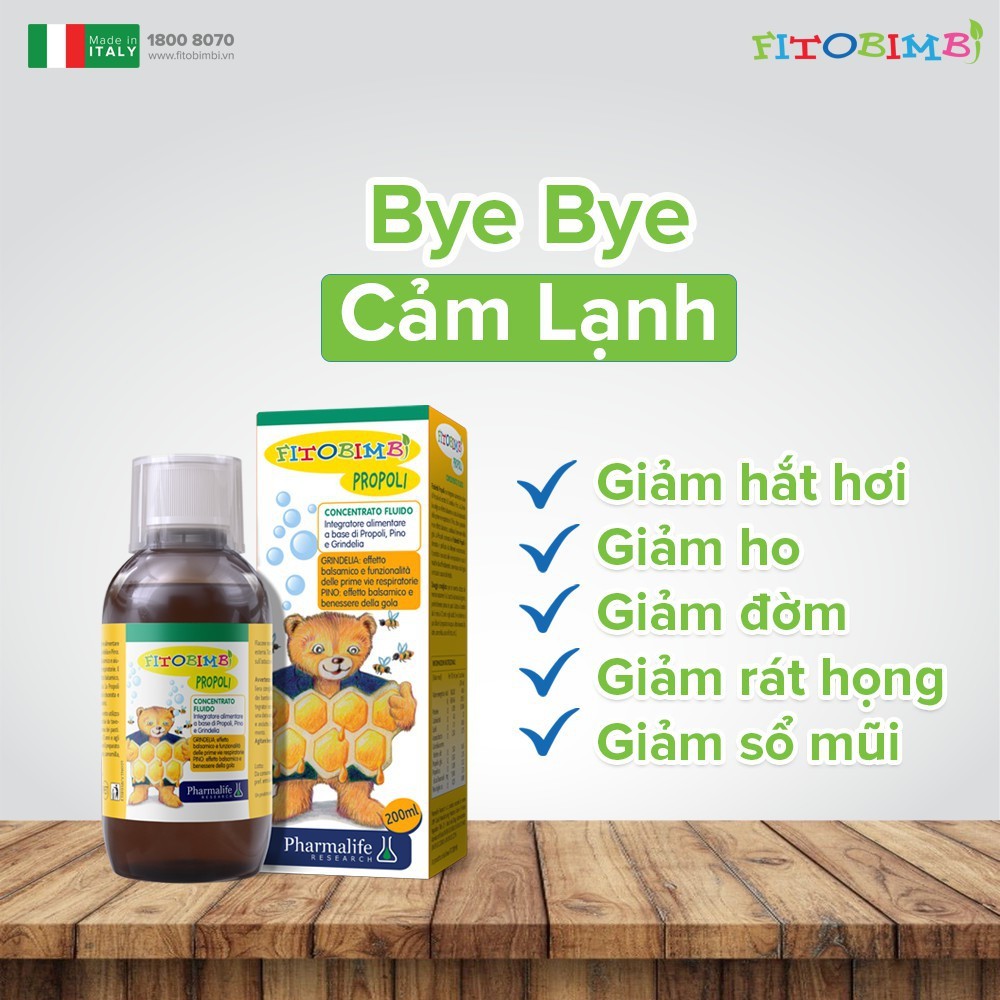 Fitobimbi Propoli - siro thảo dược giảm ho do cảm lạnh, chai 200ml