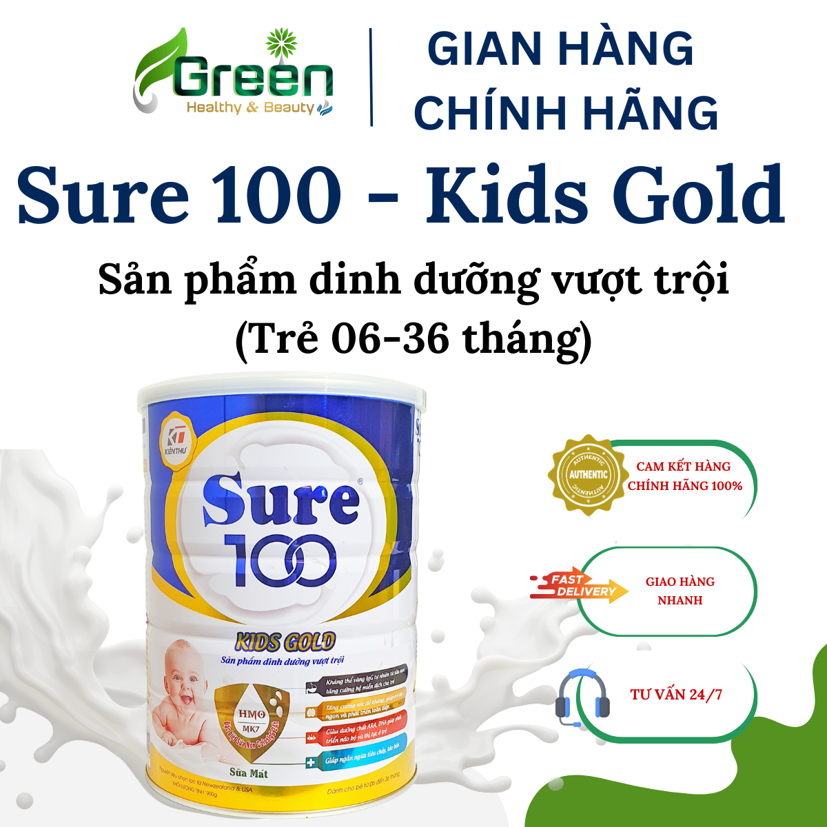 Sữa Sure 100 KIDS GOLD Hộp 900g
