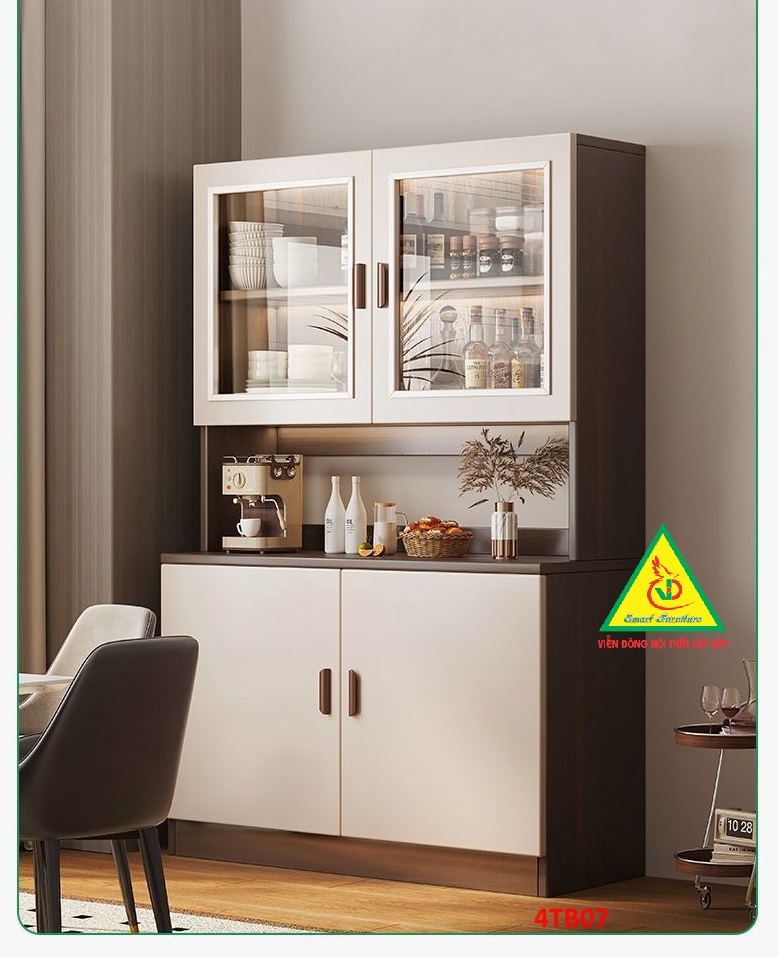 Tủ bếp gia đình gỗ MDF phong cách hiện đại 4TB07 - Nội thất lắp ráp Viendong Adv
