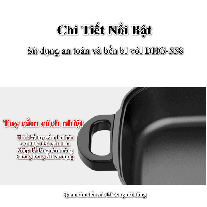 Nồi lẩu điện đa năng Liven DHG-558 dung tích 5.5 lít công suất 1650W Hàng Chính Hãng