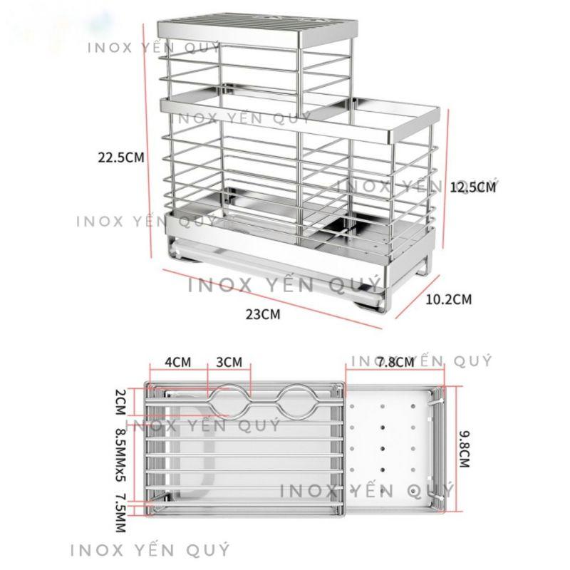 KỆ ĐỰNG ĐŨA VÀ DAO ĐẶT BÀN CÓ KÈM KHAU HỨNG NƯỚC INOX304