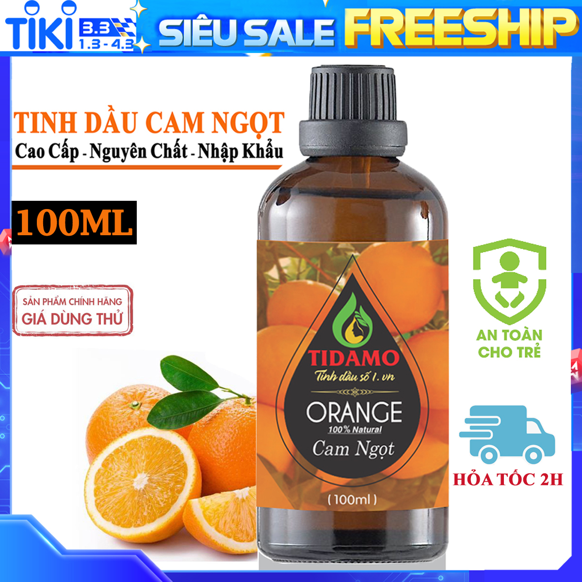 Tinh Dầu Cam Ngọt Nguyên Chất Nhập Khẩu 100ML (ORANGE) - Tinh dầu Cam Xông Phòng, Khuếch Tán Tinh Dầu Giúp Thư Giãn Tinh Thần, Khử Mùi, Xua Đuổi Côn Trùng