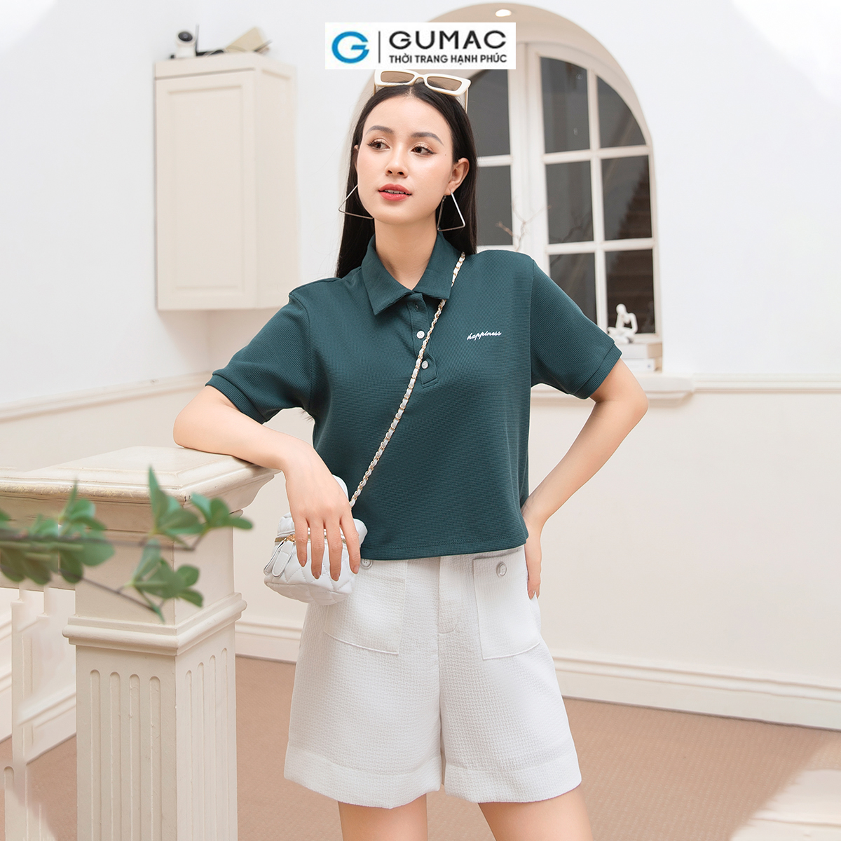 Áo polo thêu chữ thời trang GUMAC ATD10019