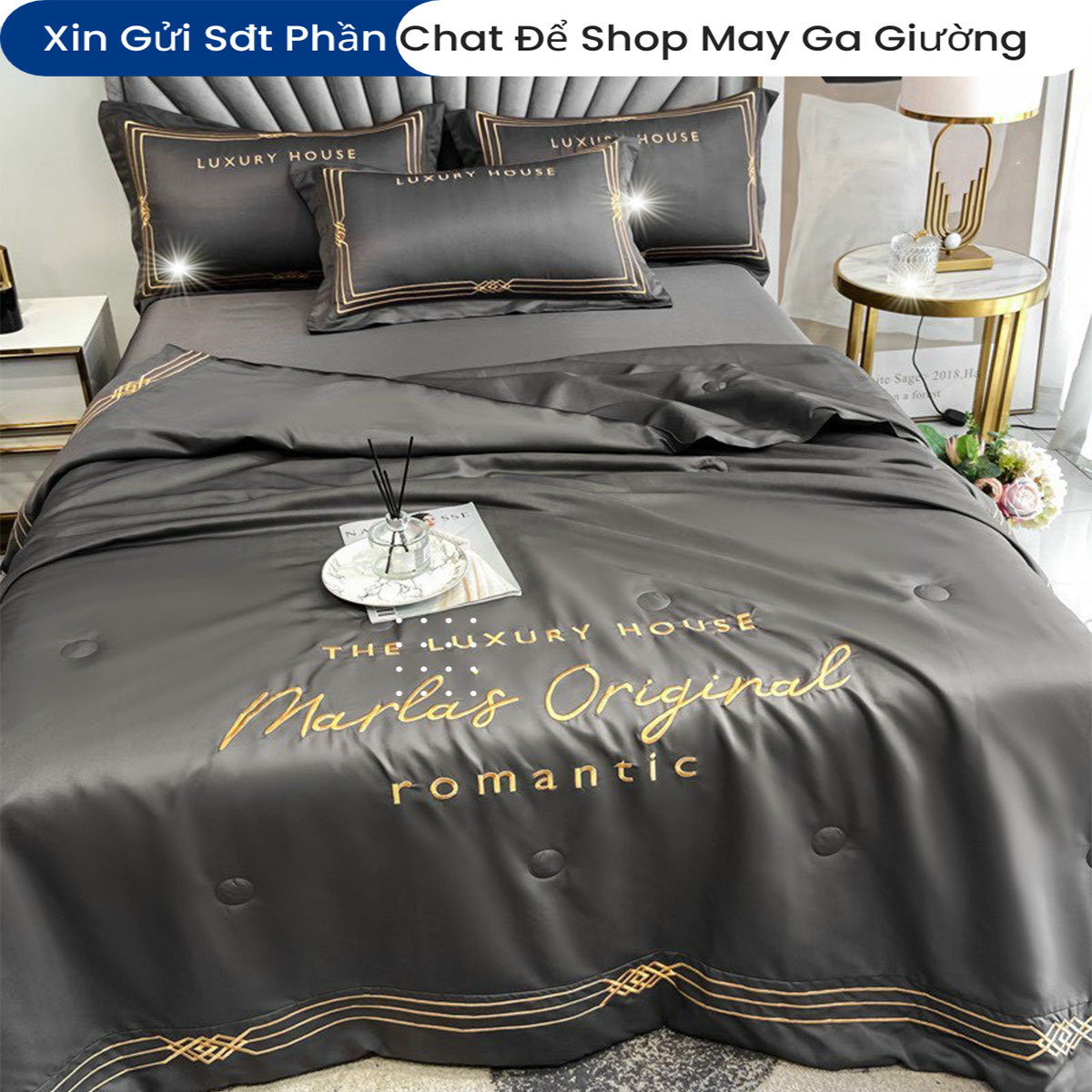 Bộ Chăn Ga Vỏ Gối Đệm Phi Lụa Nhập Khẩu Marlas Bộ Drap Giường Lụa Tencel Cao Cấp Bo Chun Drap Chăn Chần Bông