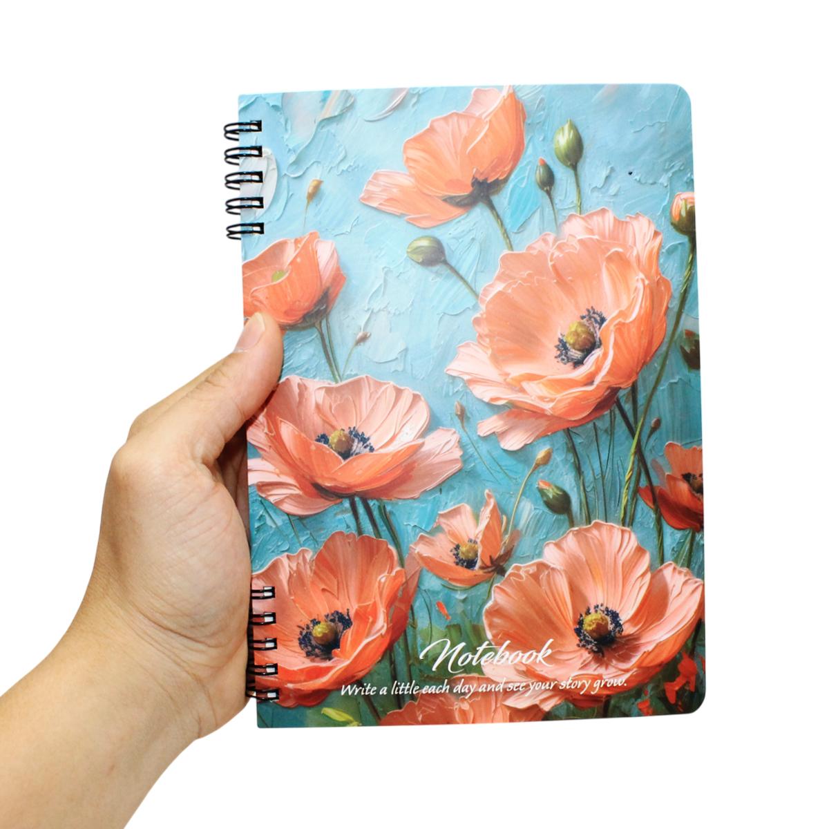 Sổ Lò Xo Elegant Flower Art A5 - Kẻ Ngang - 160 Trang 80gsm - The Sun 04