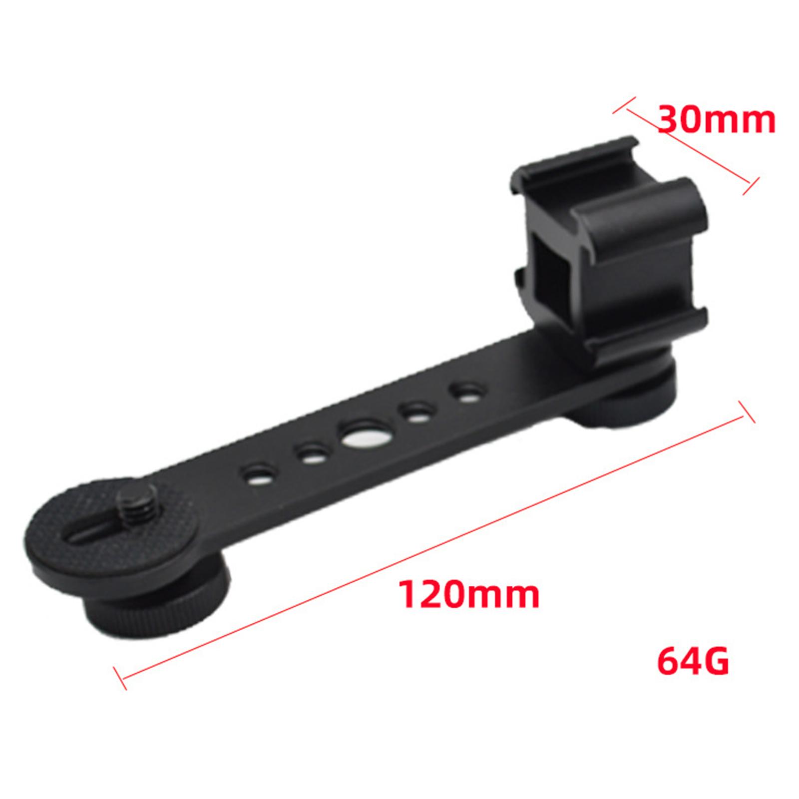 Triple Cold Shoe Mount Universal Extension Bracket Flash Bracket with 1/4 Adapter Compatible for Monopod Tripod DSLR Phone Gimbal Stabilizer
