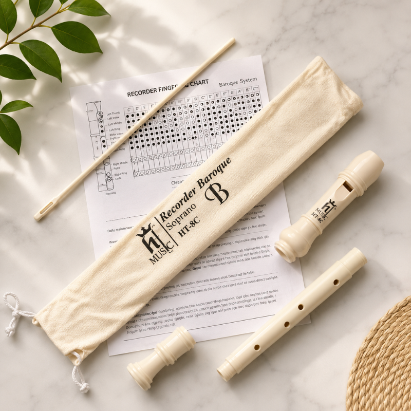 Sáo Recorder Soprano HT Music HT-8C Baroque 8 Lỗ Nhựa ABS Cao Cấp Kèm Túi Và Cây Vệ Sinh
