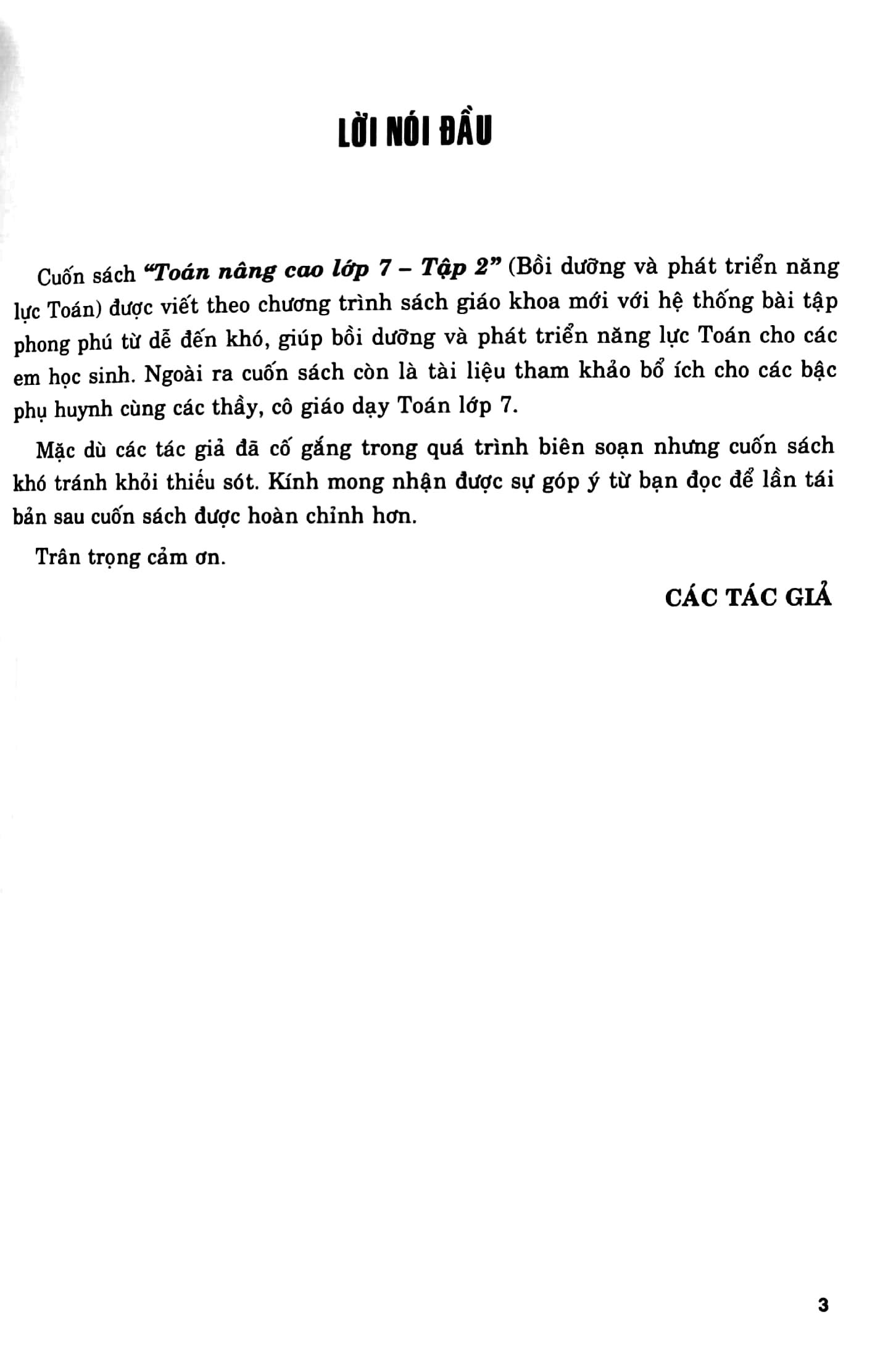 Toán Nâng Cao Lớp Lớp 7 - Tập 2