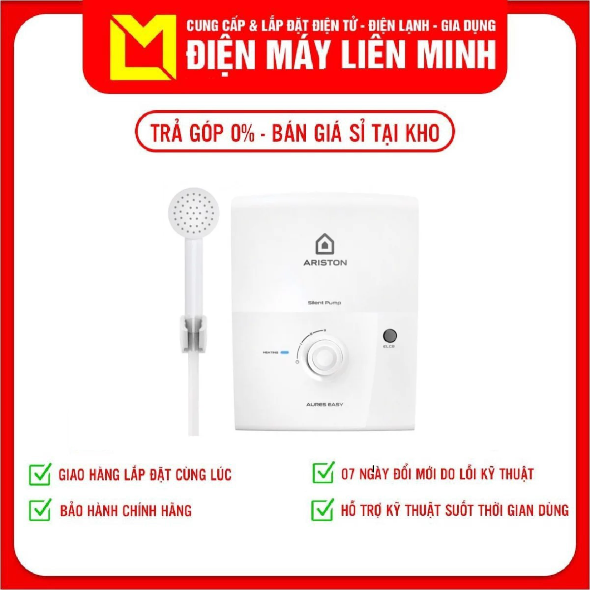 MÁY NÓNG TẮM TRỰC TIẾP ARISTON AURES EASY 4.5P - hàng chính hãng( Chỉ giao HCM)