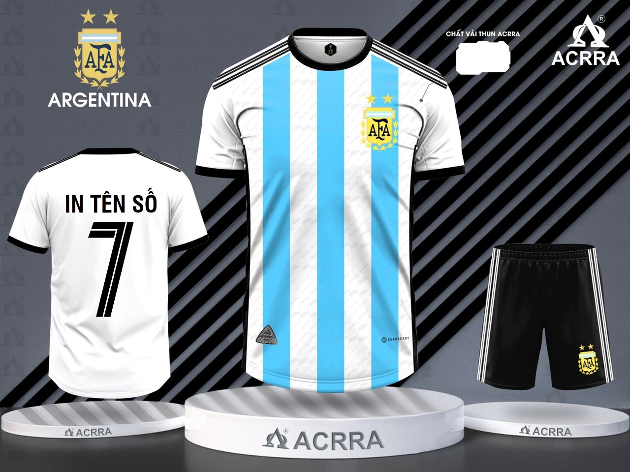 [Siêu SALE] Có in tên số / Bộ Quần Áo Argentina World Cup 2022 2023 Trắng Sọc Xanh, Tím - Chất Thun, WC 2022/ 2023 đá banh, áo bóng đá Nam Nữ - Tùy chọn