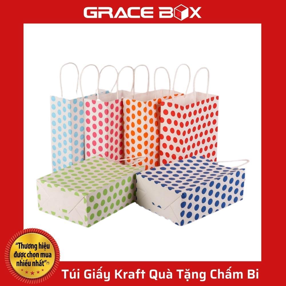 Túi Quà Tặng Giấy Kraft Chấm Bi Xinh Xắn - Màu Cam