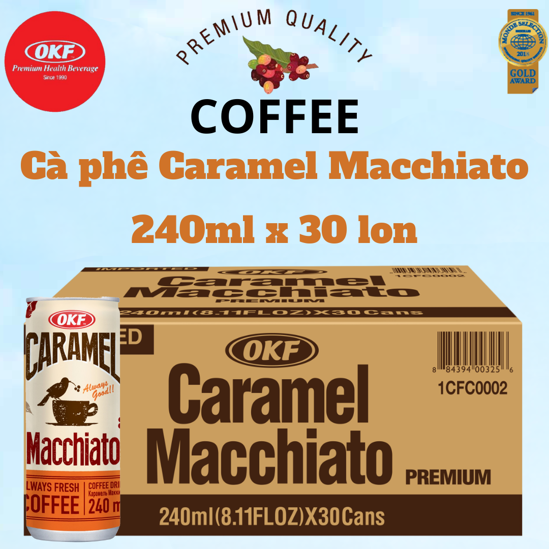 Cà phê Caramel Macchiato 240ml OKF HÀN QUỐC x 30 lon 240ml